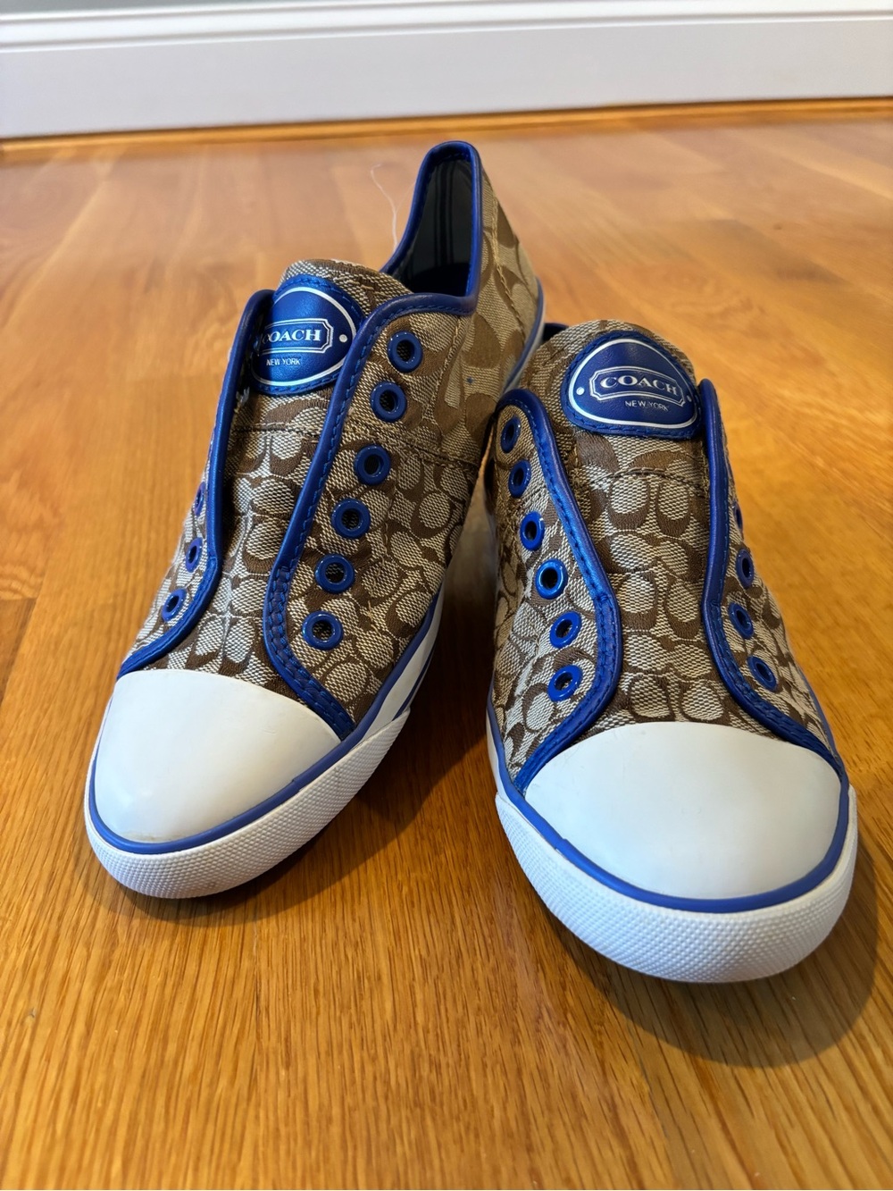COACH  Women’s Signature Slip-On Sneakers in Brown and Blue